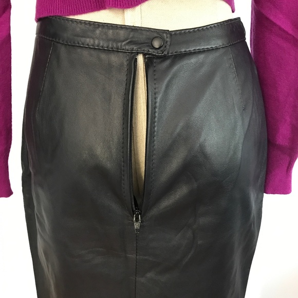 Joseph & Margot - Dark Blue Genuine Leather Mini Skirt - Picture 4 of 6